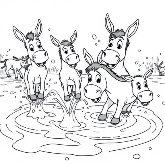 Donkey Playing In Water Coloring Pages Donkey Playing In Water Coloring Pages