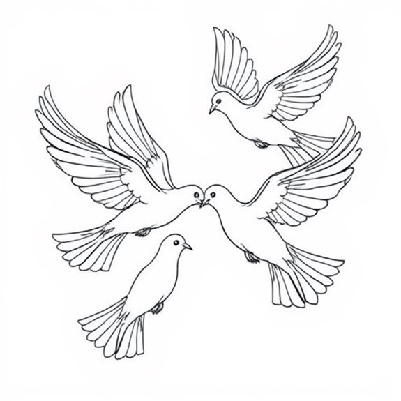 Doves Soaring Gracefully Skyward Coloring Pages Doves Soaring Gracefully Skyward Coloring Pages