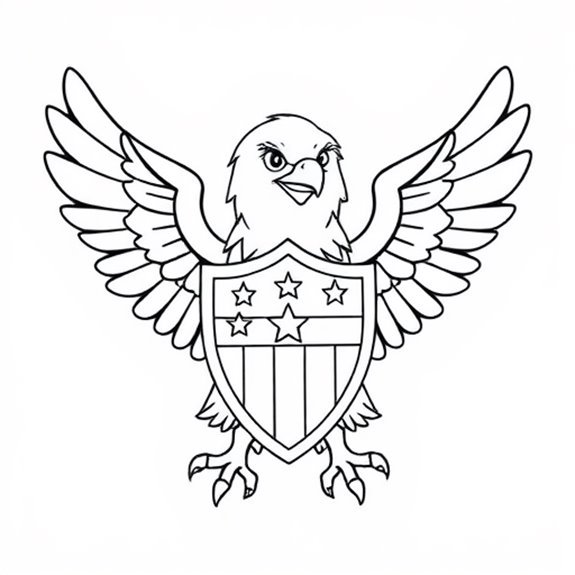 Eagle Guarding National Shield Coloring Pages Eagle Guarding National Shield Coloring Pages