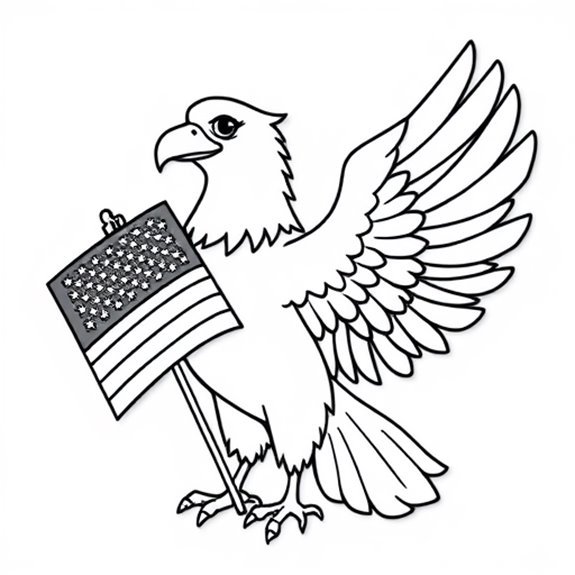 Eagle Soaring With Flag Coloring Pages Eagle Soaring With Flag Coloring Pages