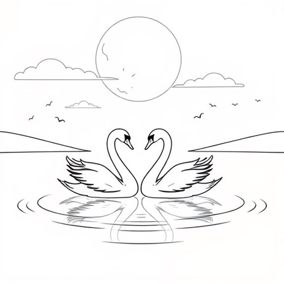 Elegant Swan Under Moonlight Coloring Pages Elegant Swan Under Moonlight Coloring Pages