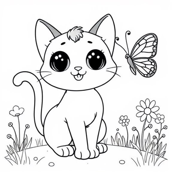 Feline Quest With Butterfly Coloring Pages Feline Quest With Butterfly Coloring Pages