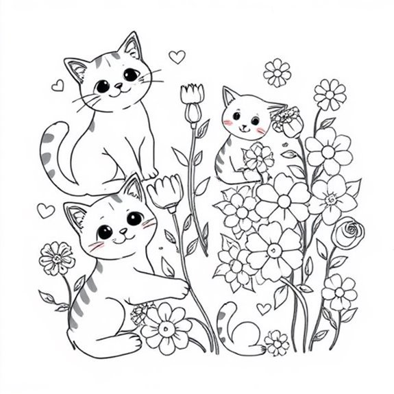 Felines Adorned With Blossoms Coloring Pages Felines Adorned With Blossoms Coloring Pages