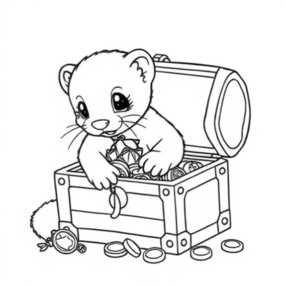 Ferret Discovers Hidden Treasure Coloring Pages Ferret Discovers Hidden Treasure Coloring Pages