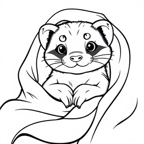 Ferret Snuggled In Blanket Coloring Pages Ferret Snuggled In Blanket Coloring Pages