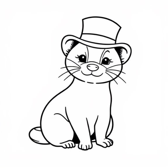 Ferret Wearing A Hat Coloring Pages Ferret Wearing A Hat Coloring Pages