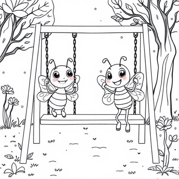 Fireflies Swinging Joyfully Coloring Pages Fireflies Swinging Joyfully Coloring Pages