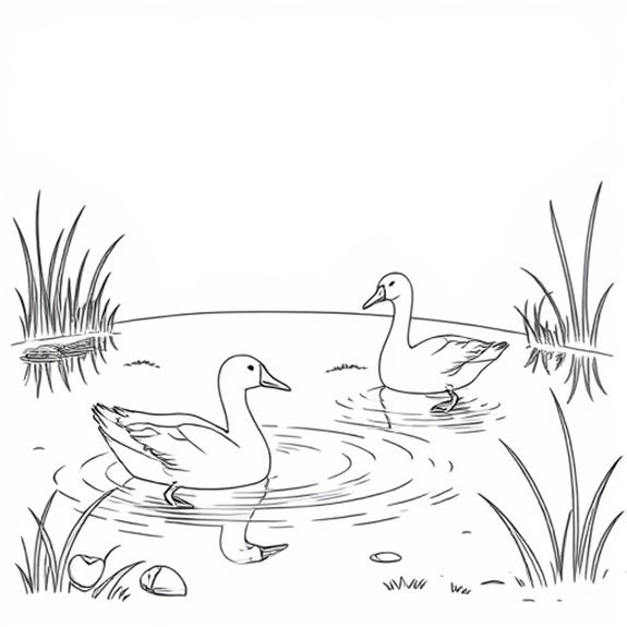 Geese Swimming In Pond Coloring Pages Geese Swimming In Pond Coloring Pages