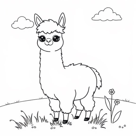 Gentle Alpaca Grazing Peacefully Coloring Pages Gentle Alpaca Grazing Peacefully Coloring Pages
