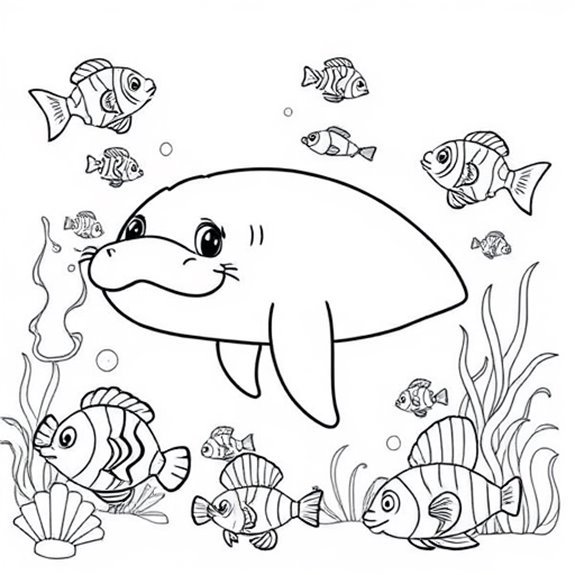 Gentle Manatee Swimming Peacefully Coloring Pages Gentle Manatee Swimming Peacefully Coloring Pages
