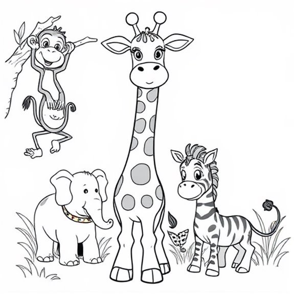 Giraffe Enjoying Companionship Outdoors Coloring Pages Giraffe Enjoying Companionship Outdoors Coloring Pages