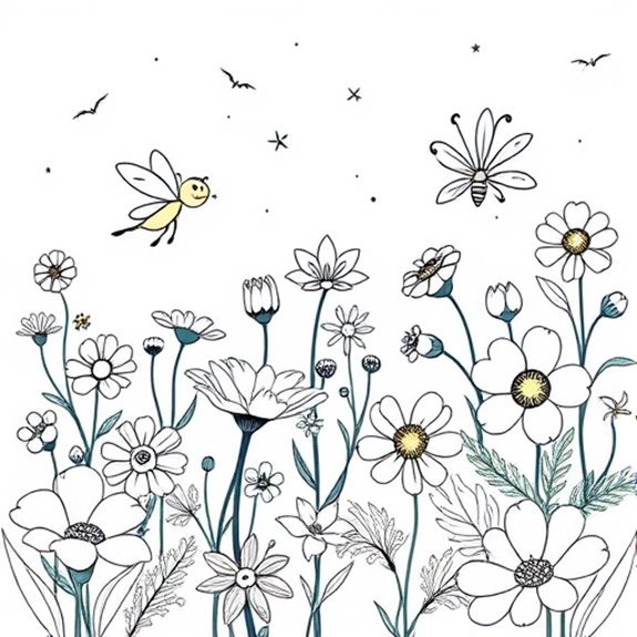Glowing Insects In Bloom Coloring Pages Glowing Insects In Bloom Coloring Pages