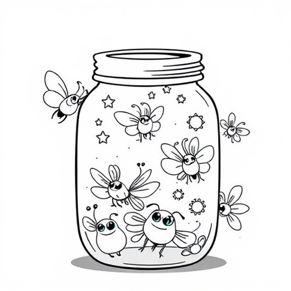 Glowing Insects In Container Coloring Pages Glowing Insects In Container Coloring Pages