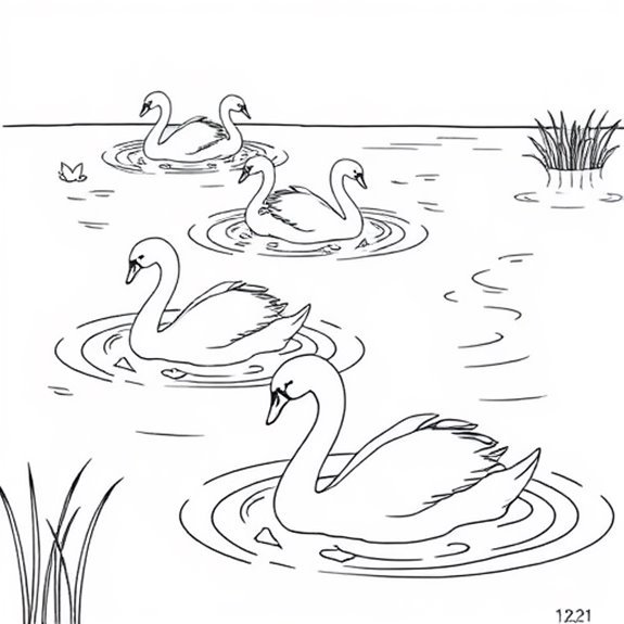 Graceful Swans Gliding Peacefully Coloring Pages Graceful Swans Gliding Peacefully Coloring Pages