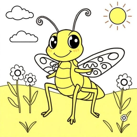 Fun Grasshoppers Coloring Pages for Kids