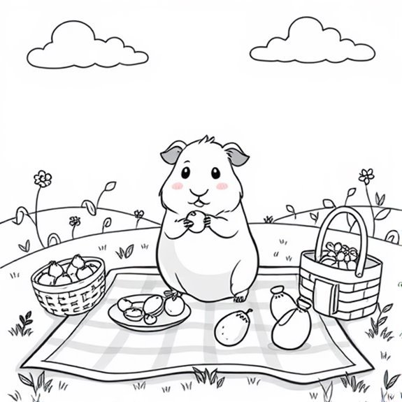 Guinea Pig Enjoying Picnic Coloring Pages Guinea Pig Enjoying Picnic Coloring Pages