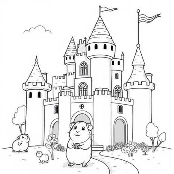 Guinea Pig Explores Castle Coloring Pages Guinea Pig Explores Castle Coloring Pages