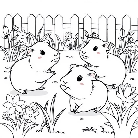 Guinea Pig Exploring Garden Coloring Pages Guinea Pig Exploring Garden Coloring Pages