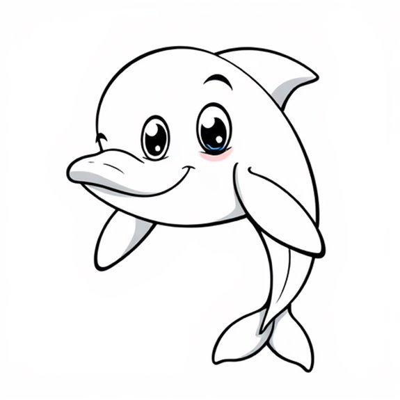 Happy Cartoon Dolphin Face Coloring Pages Happy Cartoon Dolphin Face Coloring Pages