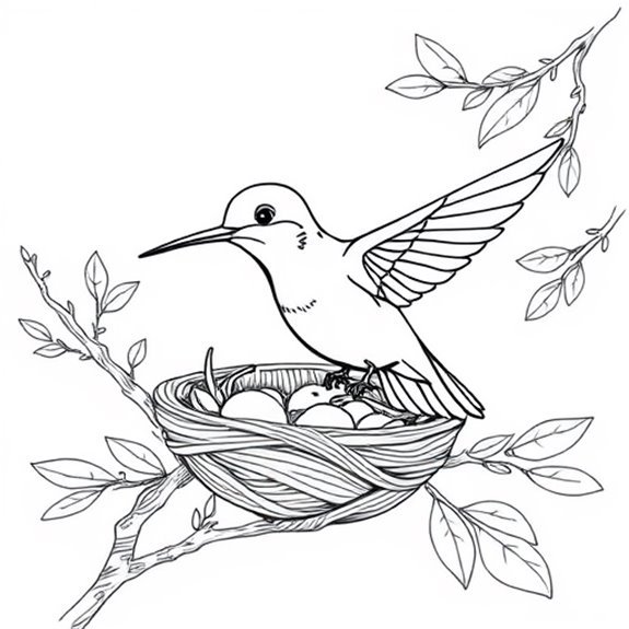 Hummingbird Nurturing Its Young Coloring Pages Hummingbird Nurturing Its Young Coloring Pages