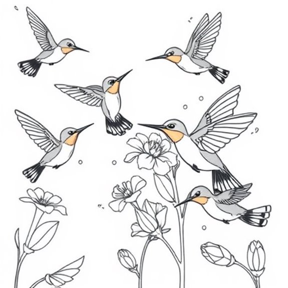 Hummingbirds Fluttering Joyfully Around Coloring Pages Hummingbirds Fluttering Joyfully Around Coloring Pages