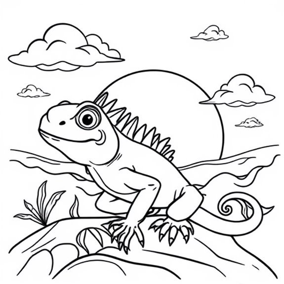 Iguana Basking At Sunset Coloring Pages Iguana Basking At Sunset Coloring Pages