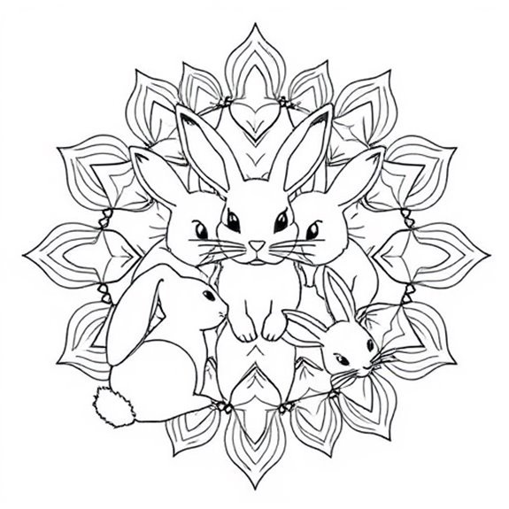Intricate Rabbit Themed Mandala Coloring Pages Intricate Rabbit Themed Mandala Coloring Pages