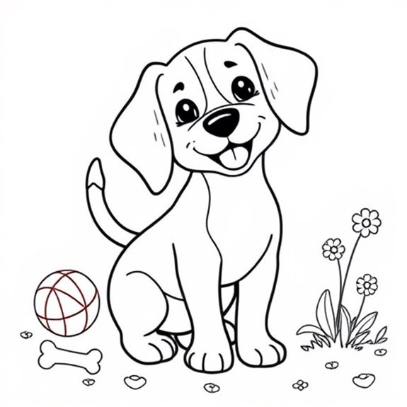 Joyful Beagle Playing Happily Coloring Pages Joyful Beagle Playing Happily Coloring Pages