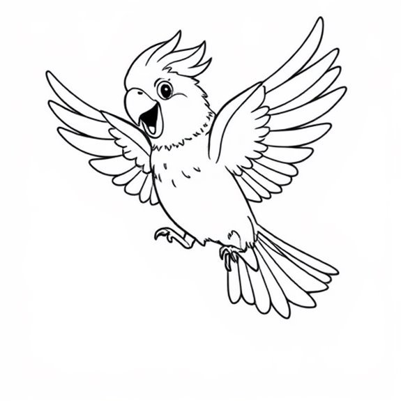 Joyful Cockatiel Soaring High Coloring Pages Joyful Cockatiel Soaring High Coloring Pages