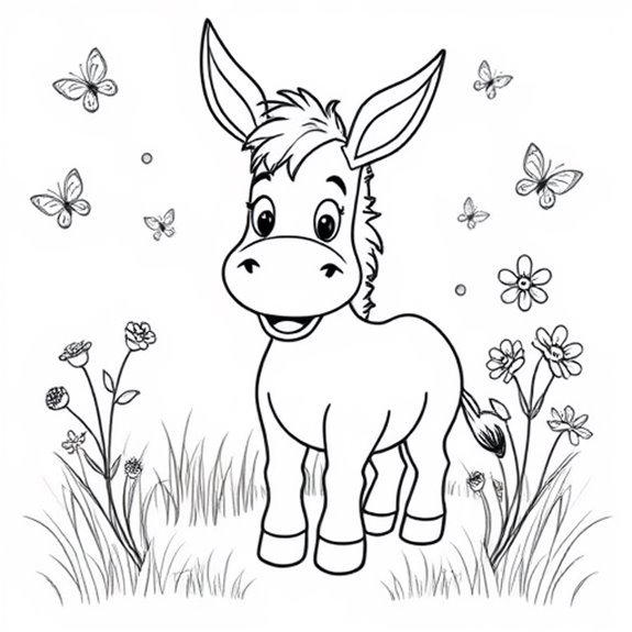 Joyful Donkey Grazing Freely Coloring Pages Joyful Donkey Grazing Freely Coloring Pages