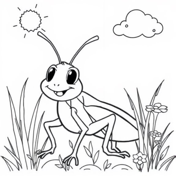 Joyful Grasshopper In Nature Coloring Pages Joyful Grasshopper In Nature Coloring Pages