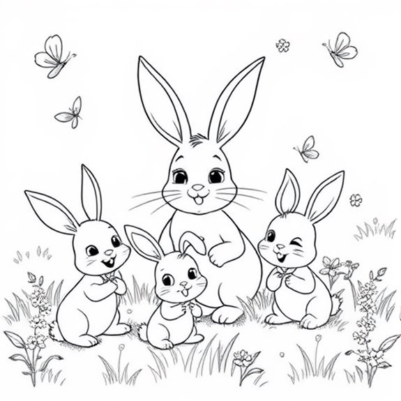 Joyful Hopping Rabbit Family Coloring Pages Joyful Hopping Rabbit Family Coloring Pages