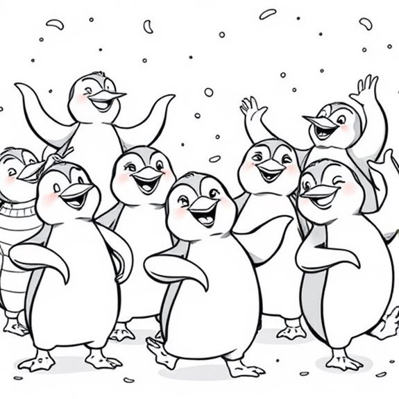Joyful Penguins In Motion Coloring Pages Joyful Penguins In Motion Coloring Pages