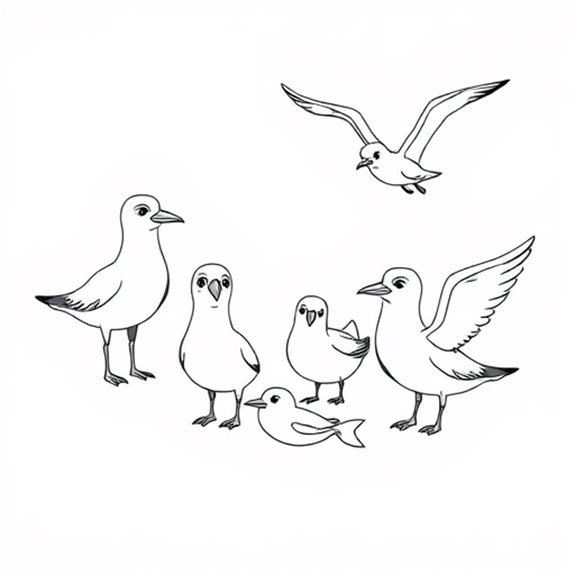 Joyful Seagulls Frolicking Together Coloring Pages Joyful Seagulls Frolicking Together Coloring Pages