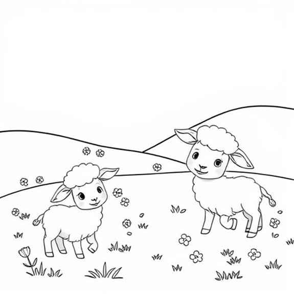 Lambs Grazing In Meadow Coloring Pages Lambs Grazing In Meadow Coloring Pages
