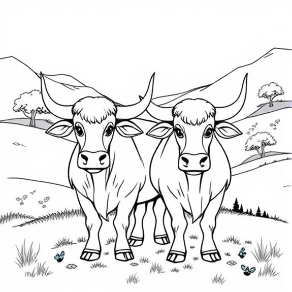 Majestic Oxen In Nature Coloring Pages Majestic Oxen In Nature Coloring Pages