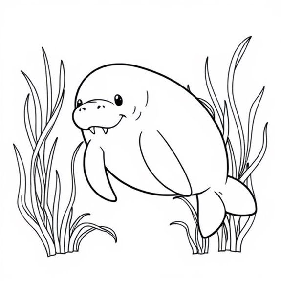 Manatee Munching Seagrass Delicately Coloring Pages Manatee Munching Seagrass Delicately Coloring Pages