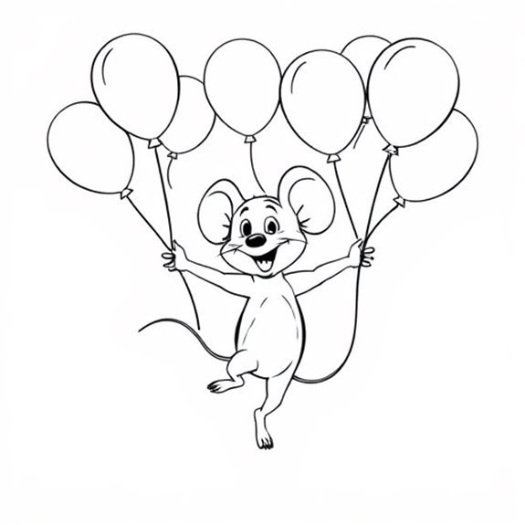 Mouse Dancing With Balloons Coloring Pages Mouse Dancing With Balloons Coloring Pages