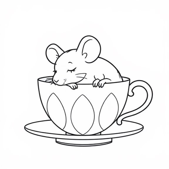 Mouse Resting In Teacup Coloring Pages Mouse Resting In Teacup Coloring Pages