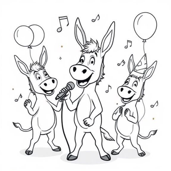 Musical Donkey Entertains Guests Coloring Pages Musical Donkey Entertains Guests Coloring Pages