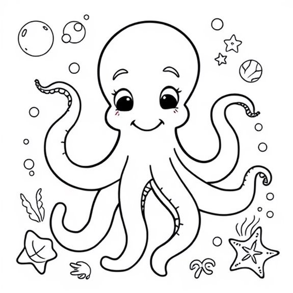 Octopus Thriving In Ocean Coloring Pages Octopus Thriving In Ocean Coloring Pages