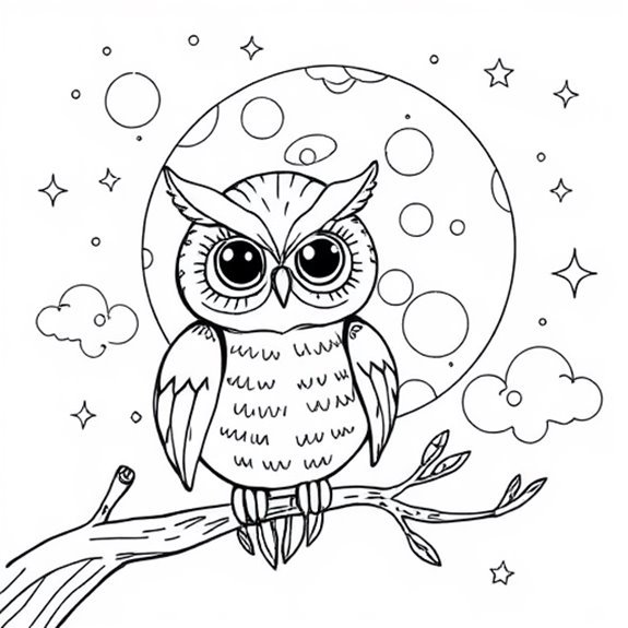 Owl Silhouetted Against Moon Coloring Pages Owl Silhouetted Against Moon Coloring Pages