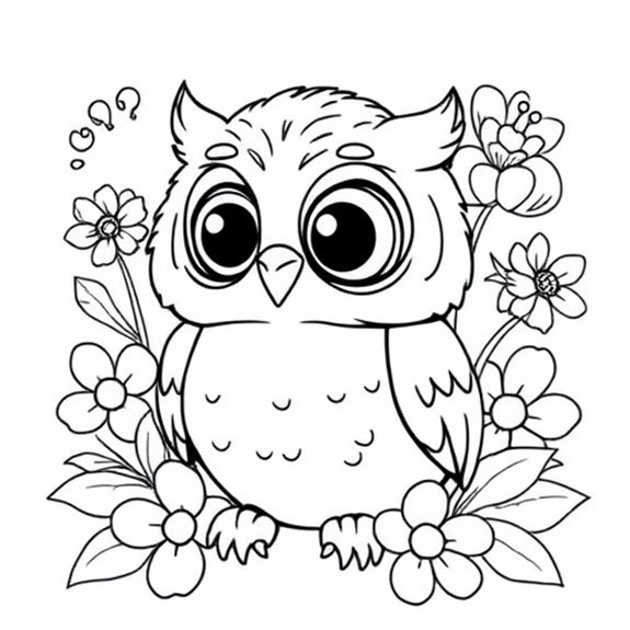 Owl Surrounded By Flowers Coloring Pages Owl Surrounded By Flowers Coloring Pages