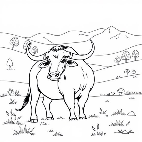 Oxen Living In Habitat Coloring Pages Oxen Living In Habitat Coloring Pages