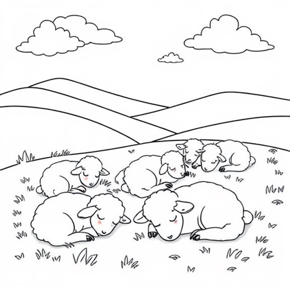 Peaceful Lambs Resting Peacefully Coloring Pages Peaceful Lambs Resting Peacefully Coloring Pages
