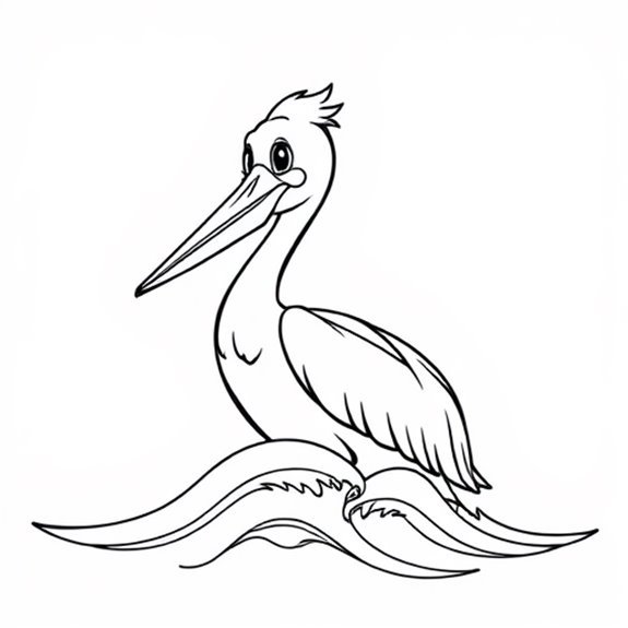 Pelican Soaring Over Waves Coloring Pages Pelican Soaring Over Waves Coloring Pages