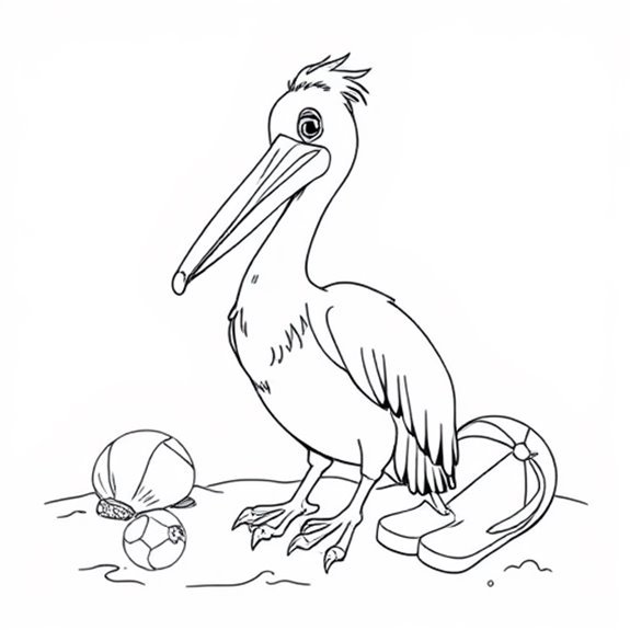 Pelican Themed Beach Gear Coloring Pages Pelican Themed Beach Gear Coloring Pages