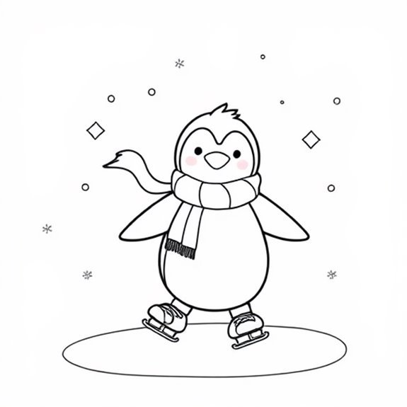 Penguins Gracefully Ice Skating Coloring Pages Penguins Gracefully Ice Skating Coloring Pages