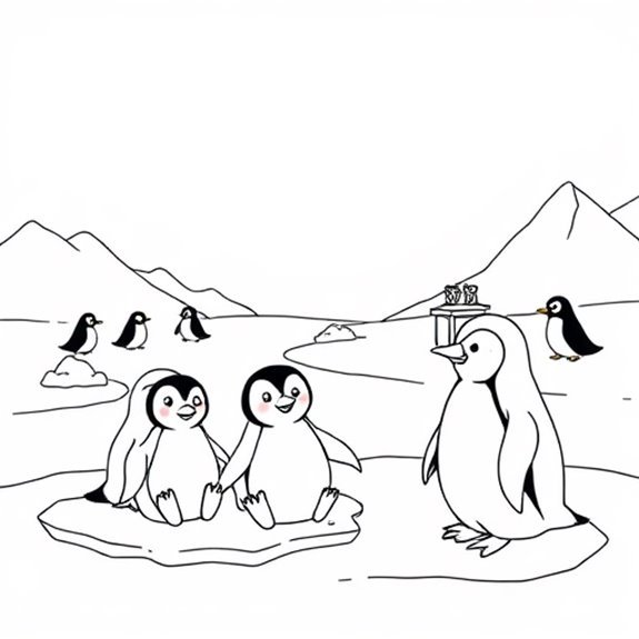 Penguins Sliding On Ice Coloring Pages Penguins Sliding On Ice Coloring Pages
