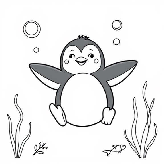 Penguins Swimming Beneath Surface Coloring Pages Penguins Swimming Beneath Surface Coloring Pages